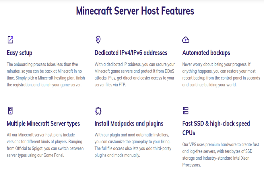 hostinger minecraft web hosting features