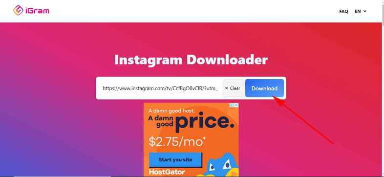 Download Instagram Videos by IGram Step 1