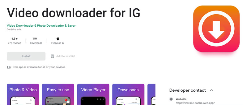 Video downloader for Instagram