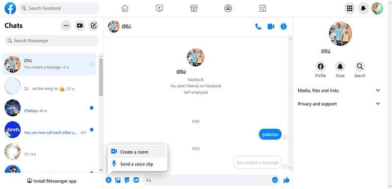 Facebook Messenger Poll- Create a Room