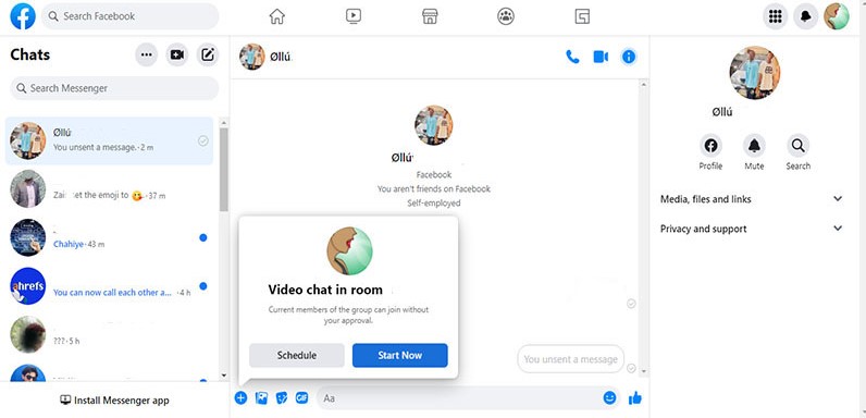 Facebook Messenger Poll-Video Chat in Room